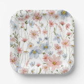 Kleurrijke bruidsdouche met wilde bloemen in tuine papieren bordje (Voorkant)