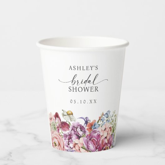 Kleurrijke Bruidsdouche Papieren Bekers (Achterkant)