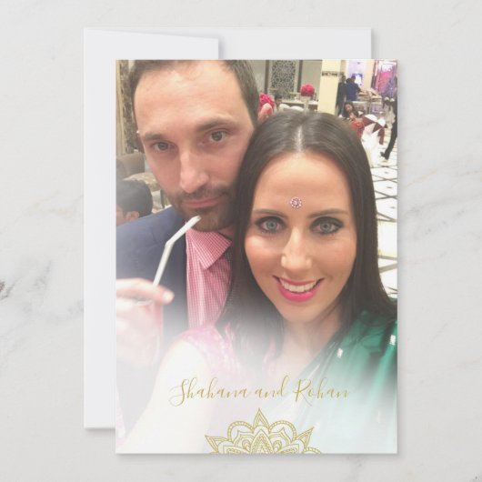 Kleurrijke bruiloft gouden accenten modern kaart (Voorkant)