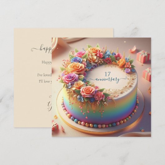 KLEURRIJKE BRUILOFT JUBILEUM CAKE (Voorkant / Achterkant)