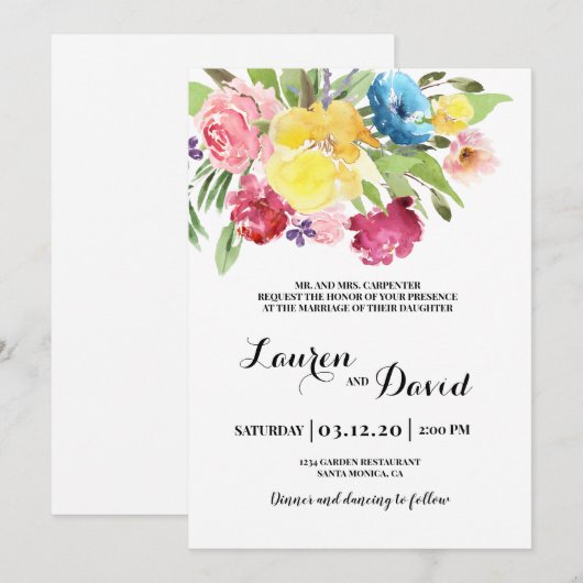 Kleurrijke bruiloft kaart (Voorkant / Achterkant)