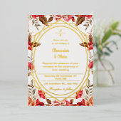 Kleurrijke bruiloft moderne botanische bloementuin folie uitnodiging (Staand Voorkant)