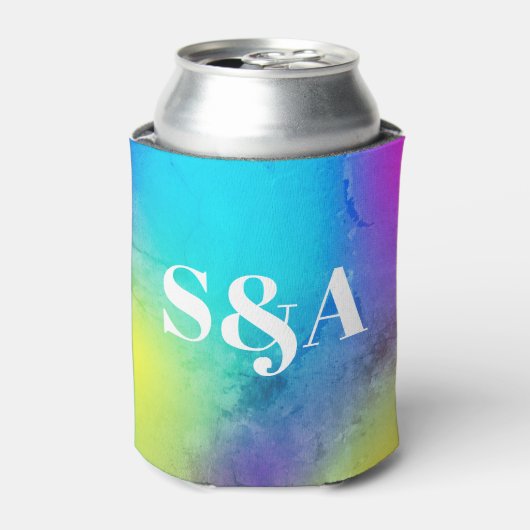 Kleurrijke Bruiloft Op Maat Blikjeskoeler (Blikje Voorkant)