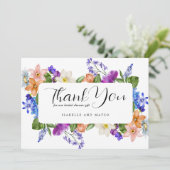 Kleurrijke Bruiloftsshower met Wilde Bloemen Bedankkaart (Staand voorkant)