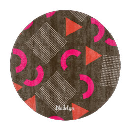 Kleurrijke Bruine Fuchsia Geometrische Gepersonali Snijplank