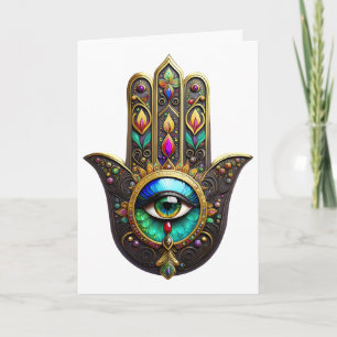 Kleurrijke Bruine Gouden Hamsa Regenboog Kleur Der Kaart