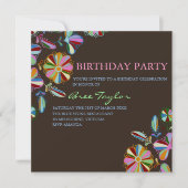 Kleurrijke Bruine Retro Bloem Verjaardag Uitnodige Kaart (Voorkant)
