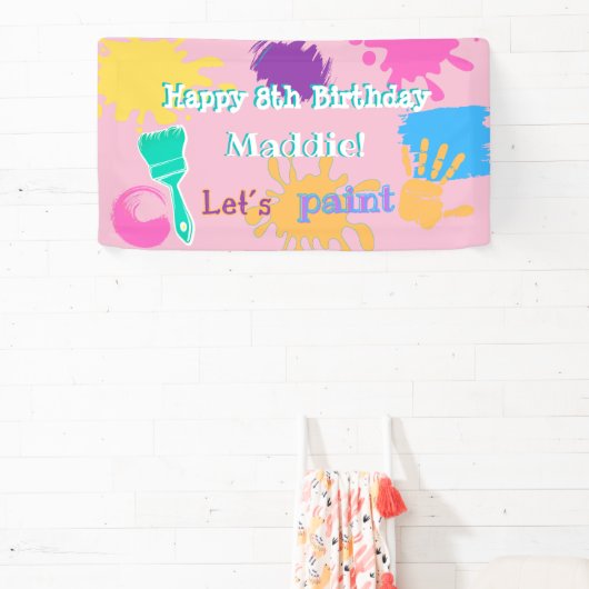 Kleurrijke Brush Lijnen verf partij banner - Klein (Insitu)