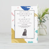 Kleurrijke Brush Stroke bruiloft Kaart (Staand voorkant)