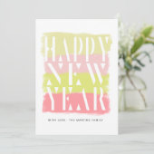 Kleurrijke Brush Stroke Modern Happy New Year Kaar Kaart (Staand voorkant)