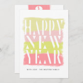 Kleurrijke Brush Stroke Modern Happy New Year Kaar Kaart (Voorkant / Achterkant)