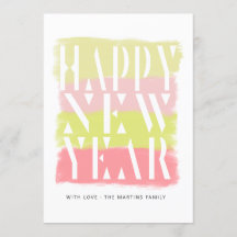 Kleurrijke Brush Stroke Modern Happy New Year Kaar