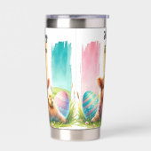 Kleurrijke Brushstroke Paas Highland Koe 20oz Geïsoleerde Drinkbeker (Links)