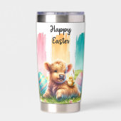 Kleurrijke Brushstroke Paas Highland Koe 20oz Geïsoleerde Drinkbeker (Achterkant)