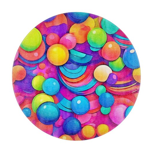Kleurrijke Bubbel Blaas Kunstwerk Snijplank (Voorkant)