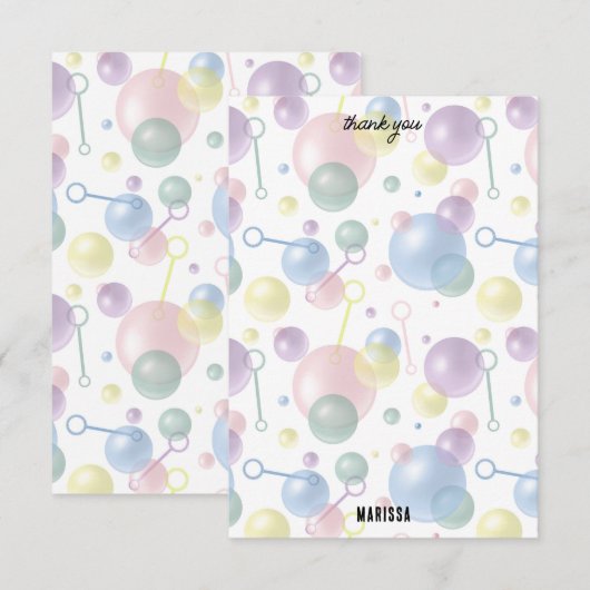 Kleurrijke bubbel verjaardagsfeestje voor kinderen bedankkaart (Voorkant / Achterkant)