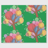 Kleurrijke bubbelboom cadeaupapier (Vlak)