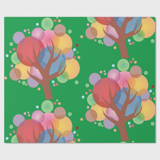 Kleurrijke bubbelboom cadeaupapier (Vlak)