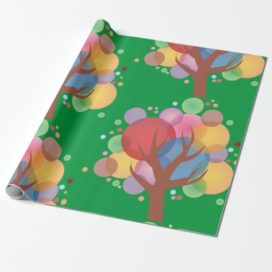Kleurrijke bubbelboom cadeaupapier (Uitgerold)