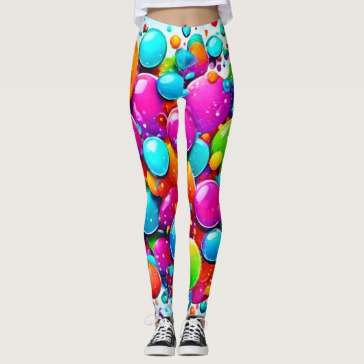 Kleurrijke bubbelexplosie leggings (Voorkant)