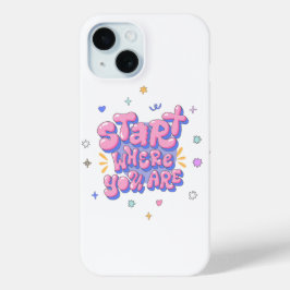 Kleurrijke bubbelletter citaat iPhone 15 case