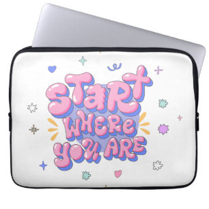 Kleurrijke bubbelletter citaat laptop sleeve