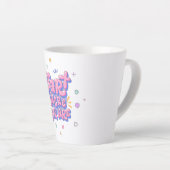 Kleurrijke bubbelletter citaat latte mok (Rechterhoek)