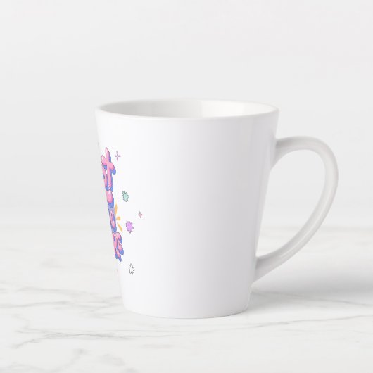 Kleurrijke bubbelletter citaat latte mok (Rechts)