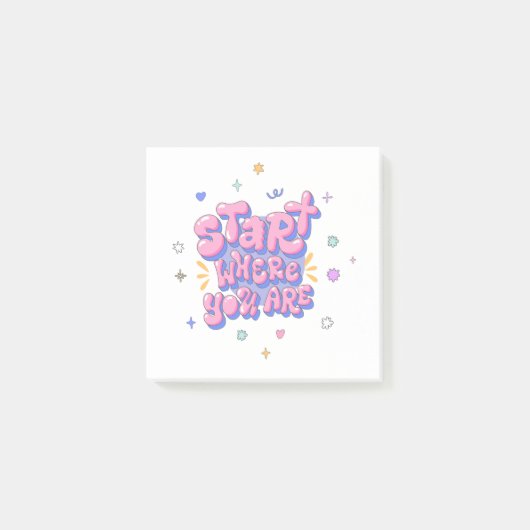 Kleurrijke bubbelletter citaat post-it® notes (Voorkant)