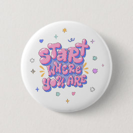 Kleurrijke bubbelletter citaat ronde button 5,7 cm