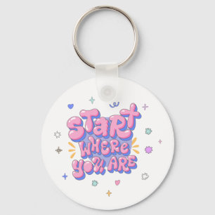 Kleurrijke bubbelletter citaat sleutelhanger