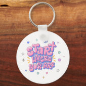 Kleurrijke bubbelletter citaat sleutelhanger (Voorkant)