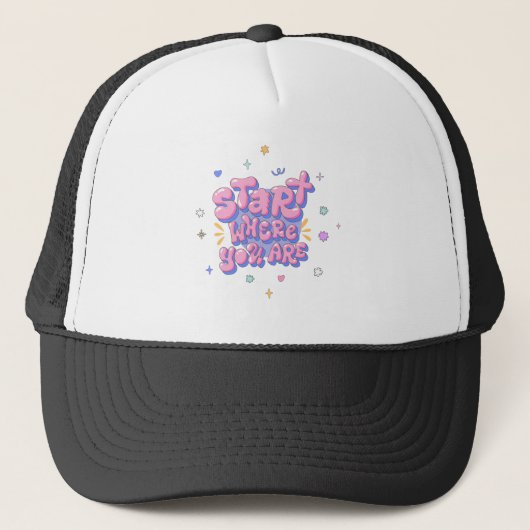 Kleurrijke bubbelletter citaat trucker pet (Voorkant)