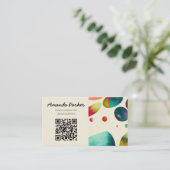 Kleurrijke bubbels QR code visitekaartje (Staand voorkant)