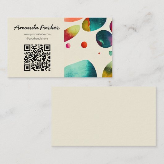 Kleurrijke bubbels QR code visitekaartje (Voorkant / Achterkant)