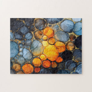 Kleurrijke bubbeltextuur met Gold Fluid Art Legpuzzel