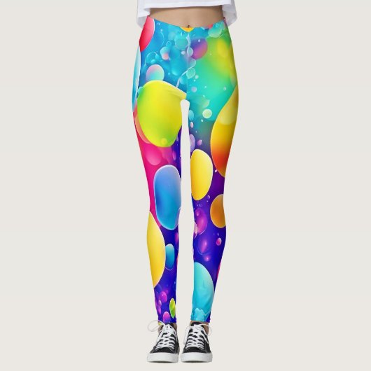 Kleurrijke Bubble Abstracte Kunst Leggings (Voorkant)