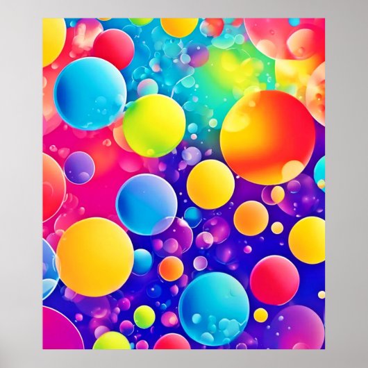 Kleurrijke Bubble Abstracte Kunst Poster (Voorkant)