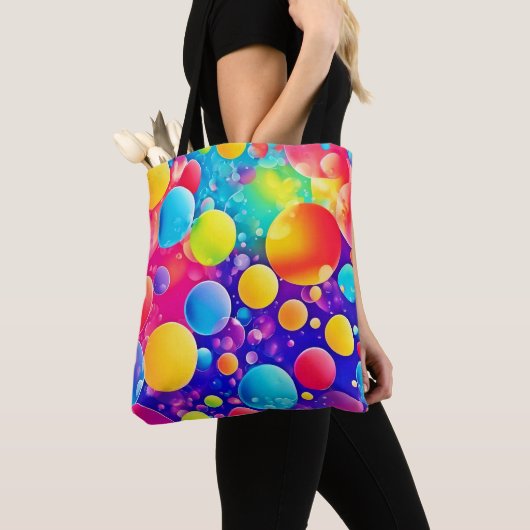 Kleurrijke Bubble Abstracte Kunst Tote Bag (Dichtbij)