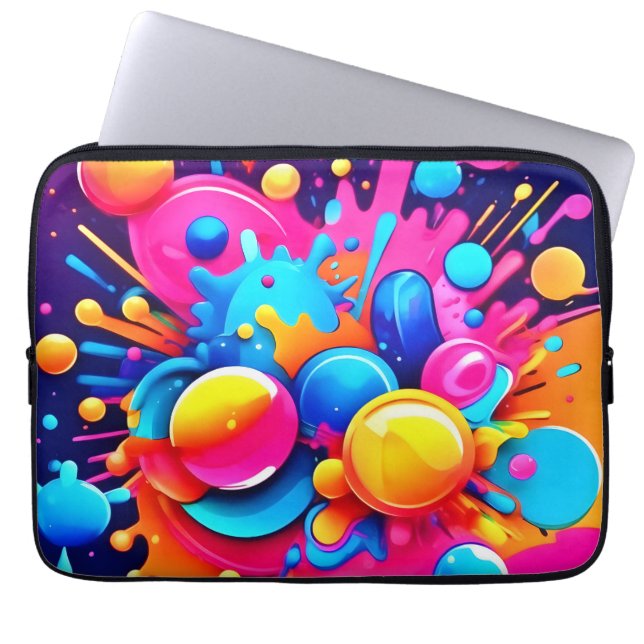 Kleurrijke Bubble Blast Laptop Sleeve (Voorkant)