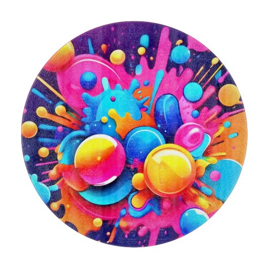 Kleurrijke Bubble Blast Snijplank (Voorkant)