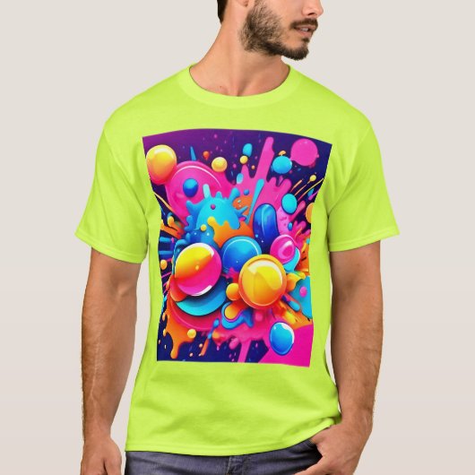 Kleurrijke Bubble Blast T-shirt (Voorkant)