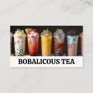 Kleurrijke Bubble Tea Drinken met Parels Visitekaartje