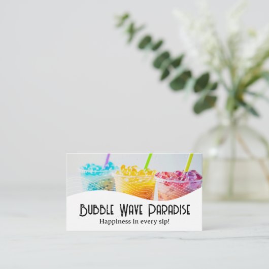 Kleurrijke Bubble Tea Drinken Visitekaartje (Staand voorkant)