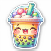 Kleurrijke Bubble Tea Vinyl Stickers (Voorkant)