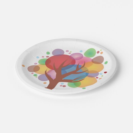 Kleurrijke Bubble Tree Papieren Bordje (Gekanteld)