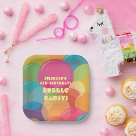 Kleurrijke Bubble Verjaardagsfeestje Papieren Bordje