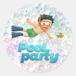 Kleurrijke Bubbles Pool Party Ronde Sticker