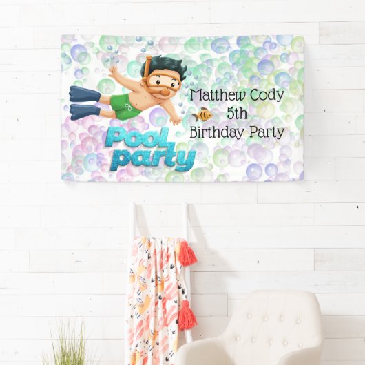Kleurrijke Bubbles Pool Party Spandoek (Insitu)