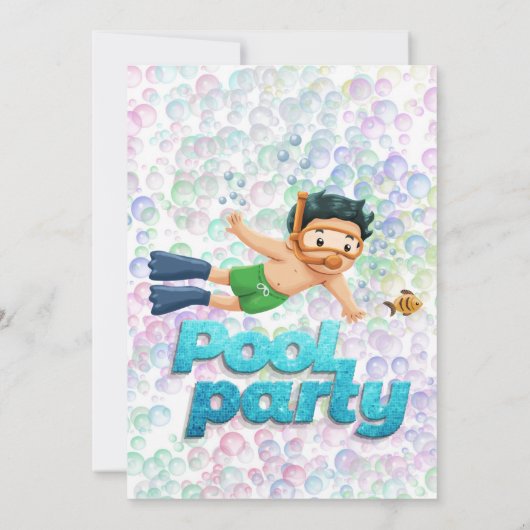 Kleurrijke Bubbles Pool Party Verjaardagsfeest Kaart (Achterkant)